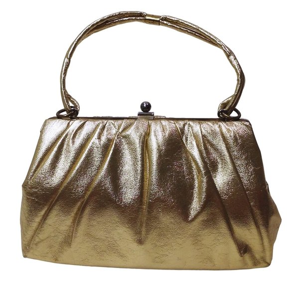 Bundle Lot of 3 Vintage 60s Metallic Gold Lame Evening Bag Clutch Mod Retro Glam - Picture 3 of 9